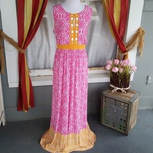 ❤Ruby Rd.  Stunning pink and Orange printed dress